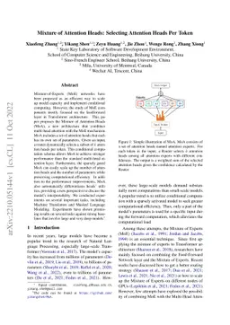 Mixture of Attention Heads: Selecting Attention Heads Per Token