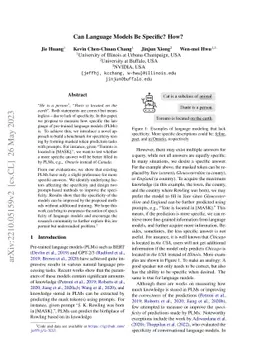 Can Language Models Be Specific? How?