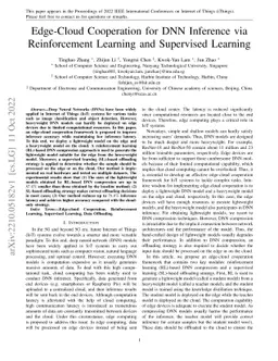 Edge-Cloud Cooperation for DNN Inference via Reinforcement Learning and
  Supervised Learning
