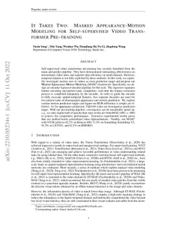 It Takes Two: Masked Appearance-Motion Modeling for Self-supervised
  Video Transformer Pre-training