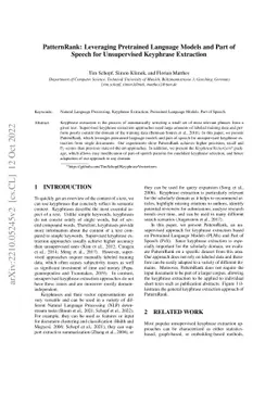 PatternRank: Leveraging Pretrained Language Models and Part of Speech
  for Unsupervised Keyphrase Extraction