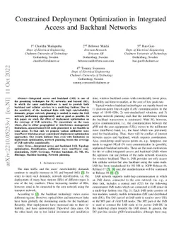 Constrained Deployment Optimization in Integrated Access and Backhaul
  Networks