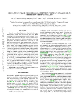 MFCCA:Multi-Frame Cross-Channel attention for multi-speaker ASR in
  Multi-party meeting scenario