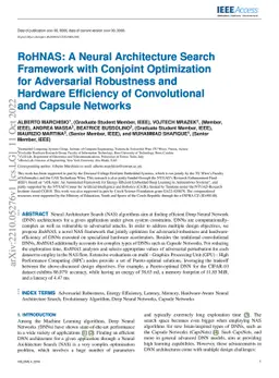 RoHNAS: A Neural Architecture Search Framework with Conjoint
  Optimization for Adversarial Robustness and Hardware Efficiency of
  Convolutional and Capsule Networks
