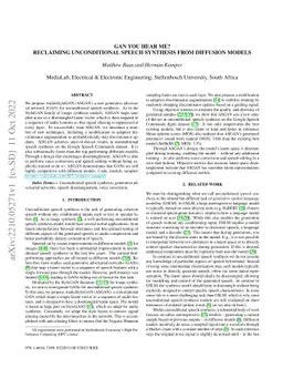 GAN You Hear Me? Reclaiming Unconditional Speech Synthesis from
  Diffusion Models