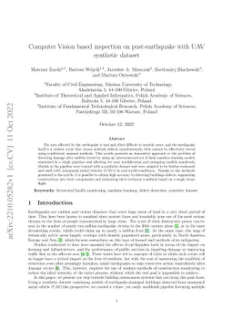 Computer Vision based inspection on post-earthquake with UAV synthetic
  dataset