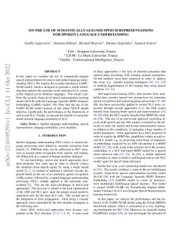 On the Use of Semantically-Aligned Speech Representations for Spoken
  Language Understanding