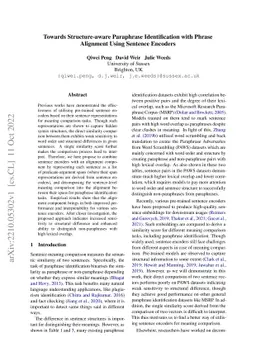 Towards Structure-aware Paraphrase Identification with Phrase Alignment
  Using Sentence Encoders