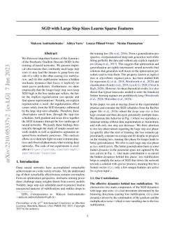 SGD with Large Step Sizes Learns Sparse Features