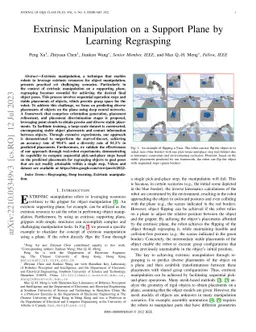 Extrinsic Manipulation on a Support Plane by Learning Regrasping