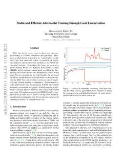 Stable and Efficient Adversarial Training through Local Linearization
