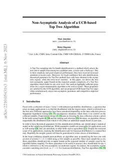 Non-Asymptotic Analysis of a UCB-based Top Two Algorithm