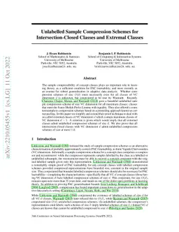 Unlabelled Sample Compression Schemes for Intersection-Closed Classes
  and Extremal Classes