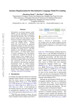Instance Regularization for Discriminative Language Model Pre-training