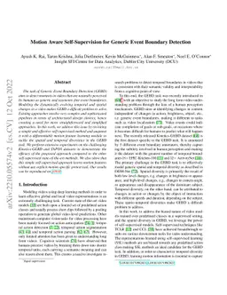 Motion Aware Self-Supervision for Generic Event Boundary Detection