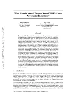 What Can the Neural Tangent Kernel Tell Us About Adversarial Robustness?
