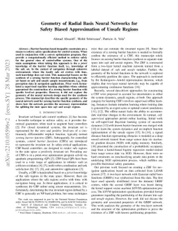 Geometry of Radial Basis Neural Networks for Safety Biased Approximation
  of Unsafe Regions
