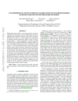 An Experimental Study on Private Aggregation of Teacher Ensemble
  Learning for End-to-End Speech Recognition