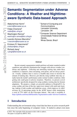 Semantic Segmentation under Adverse Conditions: A Weather and
  Nighttime-aware Synthetic Data-based Approach