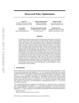 Discovered Policy Optimisation