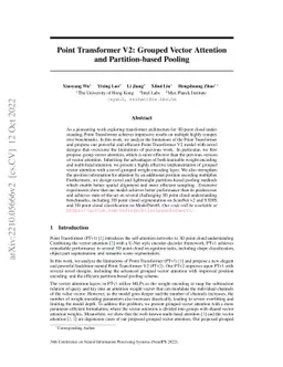 Point Transformer V2: Grouped Vector Attention and Partition-based
  Pooling