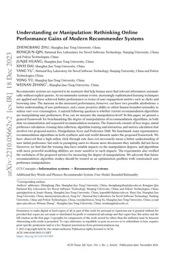 Understanding or Manipulation: Rethinking Online Performance Gains of
  Modern Recommender Systems