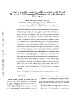 Predictive Event Segmentation and Representation with Neural Networks: A
  Self-Supervised Model Assessed by Psychological Experiments