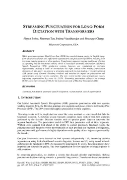 Streaming Punctuation for Long-form Dictation with Transformers