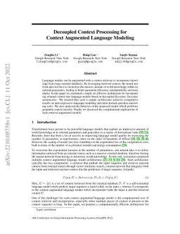 Decoupled Context Processing for Context Augmented Language Modeling