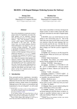 Bil-DOS: A Bi-lingual Dialogue Ordering System (for Subway)