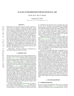 Scaling Up Deliberation for Multilingual ASR