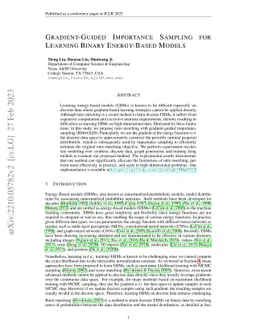 Gradient-Guided Importance Sampling for Learning Binary Energy-Based
  Models