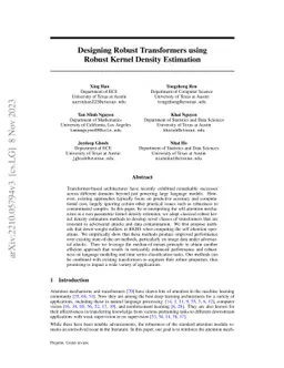 Designing Robust Transformers using Robust Kernel Density Estimation