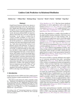 Linkless Link Prediction via Relational Distillation