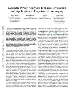 Synthetic Power Analyses: Empirical Evaluation and Application to
  Cognitive Neuroimaging