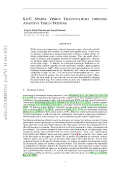 SaiT: Sparse Vision Transformers through Adaptive Token Pruning