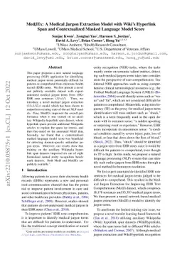 MedJEx: A Medical Jargon Extraction Model with Wiki's Hyperlink Span and
  Contextualized Masked Language Model Score