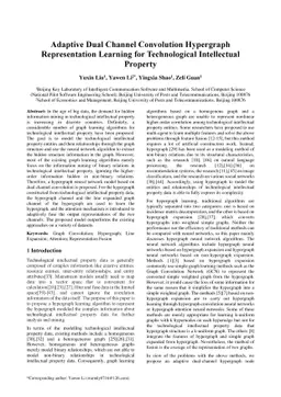 Adaptive Dual Channel Convolution Hypergraph Representation Learning for
  Technological Intellectual Property