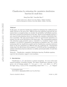 Classification by estimating the cumulative distribution function for
  small data