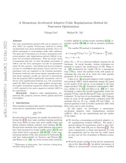 A Momentum Accelerated Adaptive Cubic Regularization Method for
  Nonconvex Optimization
