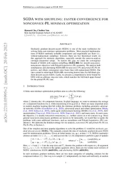 SGDA with shuffling: faster convergence for nonconvex-PŁ minimax
  optimization