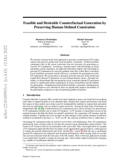 Feasible and Desirable Counterfactual Generation by Preserving Human
  Defined Constraints