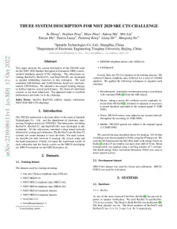 THUEE system description for NIST 2020 SRE CTS challenge