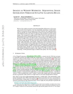 Images as Weight Matrices: Sequential Image Generation Through Synaptic
  Learning Rules
