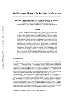 On Divergence Measures for Bayesian Pseudocoresets
