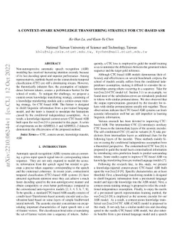 A context-aware knowledge transferring strategy for CTC-based ASR