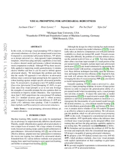 Visual Prompting for Adversarial Robustness