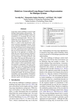DialoGen: Generalized Long-Range Context Representation for Dialogue
  Systems