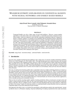Maximum entropy exploration in contextual bandits with neural networks
  and energy based models