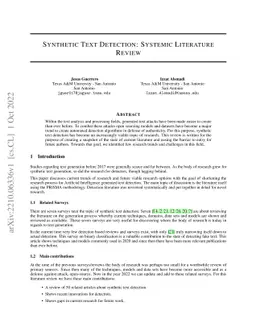 Synthetic Text Detection: Systemic Literature Review